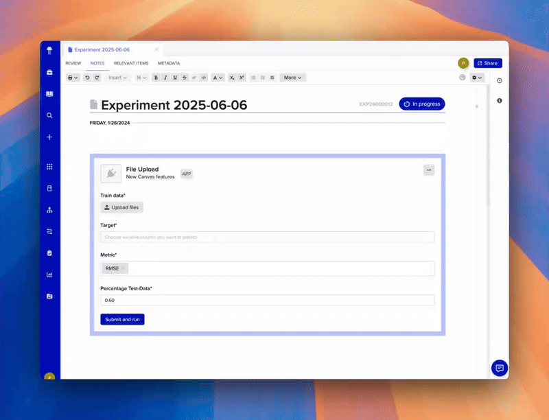 An animation of a user attaching a file to an App Canvas file upload block