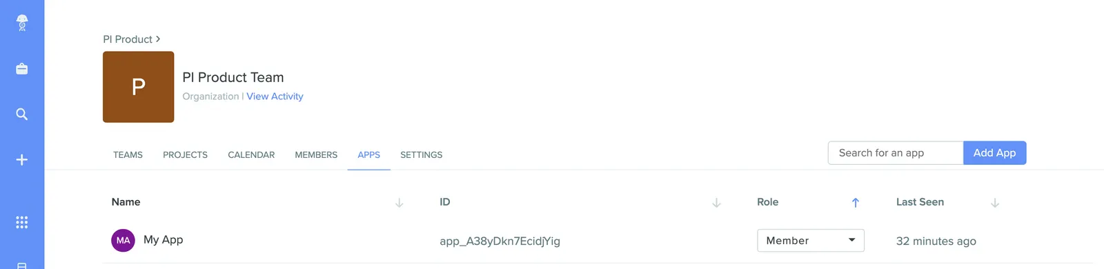The APPS tab with a Last Seen column showing recent app activity